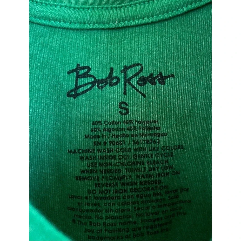 Vintage Bob Ross T Shirt Adult Small Green Dab All Day Graphic Artist Tee USA